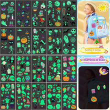 Carica l'immagine nel visualizzatore di Gallery, 30 Fogli Tatuaggi Temporanei per Bambini, Luminose Tatuaggi Halloween
