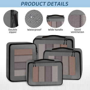 Organizer Valigie - 8 Pezzi Organizzatori Valigia Viaggio Salvaspazio - Set Organizer da Viaggio - Packing Cubes for Travel - Divisori Valigia per Vestiti, Scarpe, Cosmetici, Grigio
