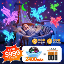 Carica l'immagine nel visualizzatore di Gallery, One Fire Proiettore Stelle Soffitto Bambini, 45 Modalità Luce Notturna, 3 Film 360° Rotazione Lampada Ricaricabile Cameretta Regalo