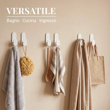 Carica l'immagine nel visualizzatore di Gallery, DEKAZIA® Set 4 Ganci Adesivi Bianchi da Parete Senza Fori, Extra Forti
