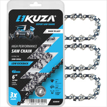 Carica l'immagine nel visualizzatore di Gallery, KUZA 15 cm (6") Catena per motosega 1/4" 1,1 mm (.043") 37 maglie – per mini motoseghe con barra da 15 cm (6") (3 pezzi)