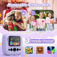 Carica l'immagine nel visualizzatore di Gallery, CalineGam Macchina Fotografica Bambini Istantanea, 2.0 Pollici Fotocamera Digitale Bambini con 32GB Scheda e Carta Fotografica, Regali di Natale Compleanno per 4 5 6 7 8 9 10 Ragazze Ragazzi (Viola)