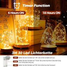 Carica l'immagine nel visualizzatore di Gallery, ALEGRE 10 pezzi di luci a LED alimentate a batteria con timer, 3 m, 30 LED, filo di rame micro, ghirlanda luminosa con t