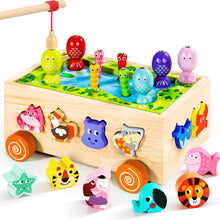 Carica l'immagine nel visualizzatore di Gallery, Giochi Montessori 2 Anni | 6 in 1 Magnetici di Pesca in Legno Abilità Motorie Giocattoli Educativi | Giochi per Bambini 
