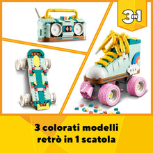 Carica l&#39;immagine nel visualizzatore di Gallery, LEGO Creator 3 in 1 Pattino a Rotelle Retrò Trasformabile in Mini Skateboard o Radio Giocattolo Boom Box, Giochi per Bambine, Bambini, Ragazze e Ragazzi da 8 Anni, Idea Regalo di Compleanno 31148