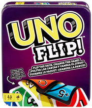 Carica l'immagine nel visualizzatore di Gallery, Mattel Games Uno Flip, L'elettrizzante variante del mitico gioco di carte per tutta la famiglia in una scatola in metallo, 112 carte fronte/retro e carte speciali FLIP, giocattolo 7+ anni, GDG37
