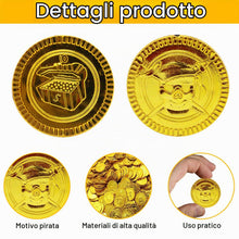Carica l'immagine nel visualizzatore di Gallery, Binnan 100 Pezzi Plastica Gioco Denaro Gettoni, Monete Finte, Monete d'oro dei Pirati, Onete in Oro Pirata per Bambini i