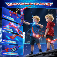 Carica l'immagine nel visualizzatore di Gallery, Giocattoli per 3-12 Anni Bambino, 2 Arco e Freccia Ragno con Luci LED Rosse e Blu, Bersaglio a Forma, 2 Ragno Faretre, Gioco Bambino 3-9, Giochi Bambini Regalo Bambino 3 4 5 6 7 8 9 10 Anni Maschio