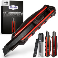Carica l'immagine nel visualizzatore di Gallery, Filzada® 3x Taglierino Professionale Cutter con 13 Lame Carbon - Nitido