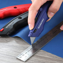 Carica l'immagine nel visualizzatore di Gallery, WORKPRO Set di Coltello di Sicurezza 3 Pezzi, Coltello Retrattile, Coltello Taglierino con 10 Lama di Ricambio a Cambio 