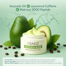 Carica l'immagine nel visualizzatore di Gallery, Sinoz Avocado Bomb Crema contorno occhi – Anti-occhiaie &amp; anti-tasche per donna e uomo – avvocato, caffeina e peptidi Ma