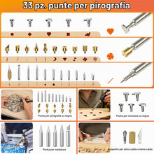 Carica l'immagine nel visualizzatore di Gallery, Set di penna per pirografia e saldatore per pirografia 71 in 1, 80 W, LED, temperatura regolabile 180-500 °C, con interr