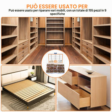 Carica l'immagine nel visualizzatore di Gallery, Dadi filettati per il fissaggio del legno, 155 inserti M4-M8, dadi esagonali per mobili in legno (zinco color)
