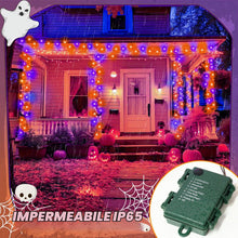 Carica l'immagine nel visualizzatore di Gallery, cshare Stringa Luci Decorazioni di Halloween, 6M 60LED Arancione-Viola USB/Batteria Catena Luminosa con Timer Impermeabi