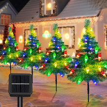 Carica l'immagine nel visualizzatore di Gallery, Albero di Natale con Luce Solare per Esterni, 4 Alberi con Catene Luminose, Luci Solari da Giardino 80LED C6, Decorazion