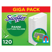 Carica l'immagine nel visualizzatore di Gallery, Swiffer Dry Panni Cattura Polvere, 120 Panni, Cattura e Intrappola Polvere e Sporco, Ottimo per i Peli di Animale, per Tutti i Tipi di Pavimenti, Maxi Formato