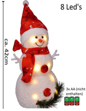 Carica l'immagine nel visualizzatore di Gallery, Bambelaa! Pupazzo di neve con luce LED, rosso, decorazione natalizia illuminato, 42 cm, funzionamento a batteria