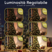 Carica l'immagine nel visualizzatore di Gallery, Luci Natale Esterno LED 30Metri-300LED Bianco Caldo Impermeabili, Luci Albero Di Natale 8 Modalità, 6 Luminosità, Con Telecomando e Cip Timer &amp; Memoria, Luci Natalizie Da Esterno ed Interno IP44