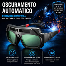 Carica l'immagine nel visualizzatore di Gallery, Occhiali Saldatura Automatici Professionali - Oscuramento a Energia Solare - Occhiali per Saldatura + da Saldatore + Pro
