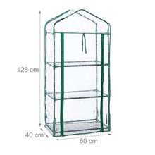 Carica l'immagine nel visualizzatore di Gallery, Relaxdays Serra per Il Balcone, in Acciaio e Telo in PVC, Vivaio, Giardinaggio, HLP: 128 x 60 x 40 cm, Verde Trasparente