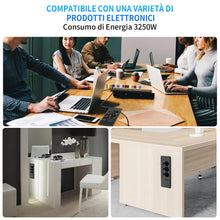 Carica l'immagine nel visualizzatore di Gallery, Ciabatta Elettrica Incassato da Tavolo, Ciabatta Multipresa con 3 Prese, 2 USB A+2 USB C, 3 Interruttori Separati per Ta