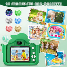 Carica l'immagine nel visualizzatore di Gallery, Macchina Fotografica Bambini Dinosauro, 2" 1080P Fotocamera Bambini, HD Selfie Fotocamera Per Bambini 32G, Regalo per bambino e bambina 3 4 5 6 7 8 9 10 11 12 Anni, Regali Giocattolo (Verde)