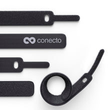 Carica l'immagine nel visualizzatore di Gallery, Conecto 30 Pezzi di Fascette per Cavi in Velcro Riutilizzabili per la Gestione dei Cavi - Nero