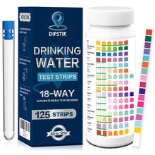 Carica l'immagine nel visualizzatore di Gallery, Nuovo 18 in 1 Kit di Test per l'Acqua 125 Strisce Reattive per la qualità dell'acqua di pozzi e rubinetti. Strisce per t