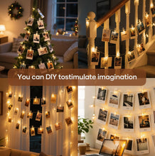 Carica l'immagine nel visualizzatore di Gallery, Luci per Foto, 12M Lucine LED Decorative per Camere Filo con Mollette 60 Clip, Luci LED a Batteria per Parete Camera Natale Feste Matrimonio Compleanni - Bianco Caldo