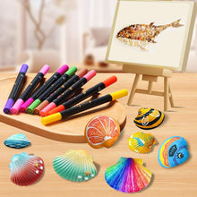Carica l&#39;immagine nel visualizzatore di Gallery, Pennarelli Acrilici Doppia Punta, 20 Colori Pennarelli Acrilici per Dipingere Sassi, Tessuti, Metallo, Vetro, Legno, Tela, Ceramica, Plastica, Atossici e Inodori,a Base d&#39;Acqua ad Asciugatura Rapida