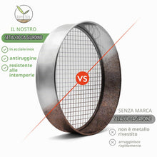 Carica l'immagine nel visualizzatore di Gallery, Setaccio da giardino rotondo da 30 cm con 5 inserti intercambiabili - setaccio in acciaio inox per terriccio, compost, s