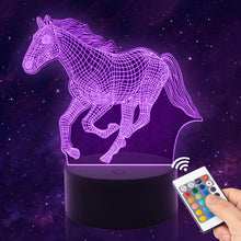 Carica l'immagine nel visualizzatore di Gallery, lampada cavallo,Luce Notturna Cavallo per Bambini, 3D cavalli Luce LED, Telecomando 16 Cambia Colore Dimmerabile, Regali