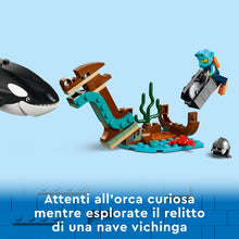 Carica l&#39;immagine nel visualizzatore di Gallery, LEGO City Esploratore Artico, Grande Nave Giocattolo Galleggiante con Elicottero, Gommone, Sottomarino, Relitto Barca Vichinga, 7 Minifigure e un&#39;Orca, Regalo per Bambini e Bambine dai 7 Anni 60368