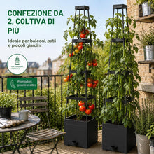 Carica l'immagine nel visualizzatore di Gallery, 2 Fioriere con Traliccio per Pomodori Autoirriganti