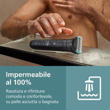 Carica l'immagine nel visualizzatore di Gallery, Philips Bodygroom series 5000 - Rifinitore per uomo tripla protezione, Rifinitura e rasatura intima, Accessorio per la schiena pieghevole, Impermeabile 100%, 100 minuti di autonomia, Modello BG5480/15