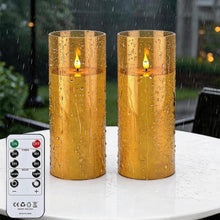 Carica l'immagine nel visualizzatore di Gallery, Set di 2 candele LED impermeabili senza fiamma, con telecomando e timer, candele LED tremolanti grandi per patio, giardi
