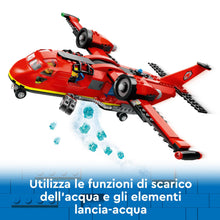 Carica l&#39;immagine nel visualizzatore di Gallery, LEGO City Aereo Antincendio, Giocattolo dei Vigili del Fuoco per Bambini e Bambine da 6 Anni in su, Aeroplano con Portellone Apribile Lancia Elementi Acqua, 3 Minifigure dei Pompieri e Jetpack 60413