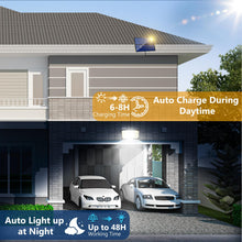 Carica l'immagine nel visualizzatore di Gallery, Lampada Solare da Esterno - 200LED Luce Solare LED Esterno con Sensore di Movimento 2200mAh 4 Modes Telecomando Faretto LED da Esterno Solare con Pannello, Luci da Esterno Giardino Solari con 5M Cavo
