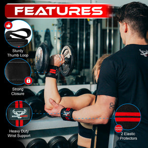 Beast Rage Polsiere Palestra Sollevamento Fasce da Polso Cinghie Donna & Uomo Polsini Palestra per Gym Bodybuilding Crossfit Calistenics,Polsini, bendaggi per Il Polso