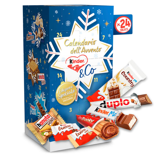 Kinder & Co - Calendario Avvento 2025, 24 Cioccolatini e Snack Assortiti Kinder & Ferrero, Edizione con Due Ricette Speciali, Idea Regalo, Confezione da 295 gr