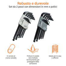 Carica l'immagine nel visualizzatore di Gallery, Amazon Basics Set di chiavi a brugola con testa sferica, 26 pezzi