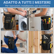 Carica l'immagine nel visualizzatore di Gallery, Cintura Porta Attrezzi,Marsupio Elettricista,Porta Attrezzi da Cintura,Regolabile Marsupio Attrezzi con 14 Tasche per El