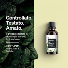 Carica l'immagine nel visualizzatore di Gallery, Vitamina D3 – 1000 I.U. per goccia – 50 ml (1750 gocce) – natural elements – In olio MCT di cocco – Integratore Vitamin 