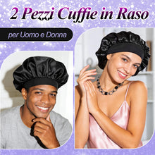 Carica l'immagine nel visualizzatore di Gallery, Cuffia Seta Capelli Notte Set di 2 Cuffia Capelli Seta, Cuffia Doccia Donna, Cuffia Notturna per Capelli Ricci e Lisci, 