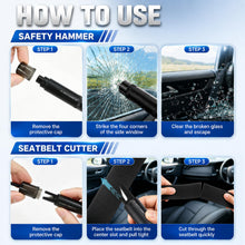 Carica l'immagine nel visualizzatore di Gallery, 3 Pezzi Martello Sicurezza Auto, Strumento Fuga 2 in 1 Tagliacintura &amp; Rompivetro, Rompivetro Portatile, Kit Sicurezza A
