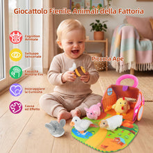 Carica l'immagine nel visualizzatore di Gallery, Fattoria Animali Giochi Bambini 1 Anno, con 6 Peluche Sensoriali e Fienile Pieghevole, Fattoria Animali Giocattolo Morbi