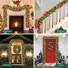 Carica l'immagine nel visualizzatore di Gallery, Ghirlanda Natalizia, CHOIGN 2.7M/9 Piedi Decorazioni Natalizie con Luci 30LEDs Alimentate Batterie, Ghirlanda Natale Decorazioni Artificiale per Porta, Camini,Scale,Decorazioni dell'albero di Natale