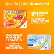 Carica l'immagine nel visualizzatore di Gallery, Sustenium Plus - lntegratore energizzante a base di uno specifico complesso di aminoacidi, vitamine e minerali. Per la tua energia fisica e mentale. Confezione da 22 bustine