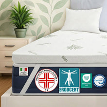 Carica l'immagine nel visualizzatore di Gallery, DOLCI SOGNI - Topper Memory Foam 160x190 Alto 5 cm - Correttore Materasso - Topper in Memory per Materasso Matrimoniale 160x190 Sfoderabile in Aloe Vera - Made in Italy