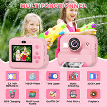 Carica l'immagine nel visualizzatore di Gallery, ASTGMI Macchina Fotografica Bambini Istantanea, 2,4 Pollici 1080P Fotocamera Bambini Selfie con Carta da Stampa e 32GB Scheda, Giocattolo Regalo di Natale Bambino e Bambina 3 4 5 6 7 8 Anni (Rosa)